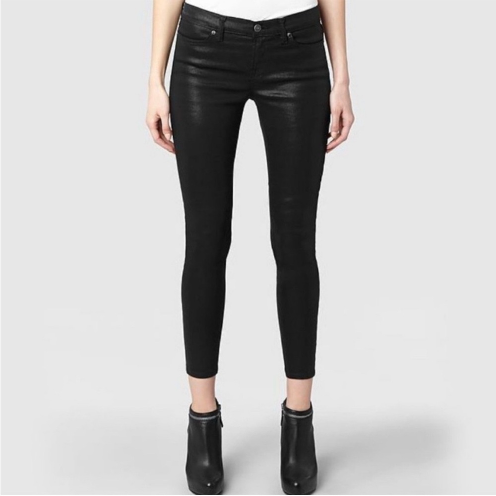 All Saints Black Coated Skinny Jeans new